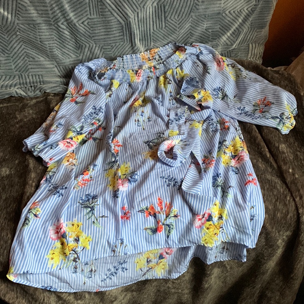 Striped floral dress 2x